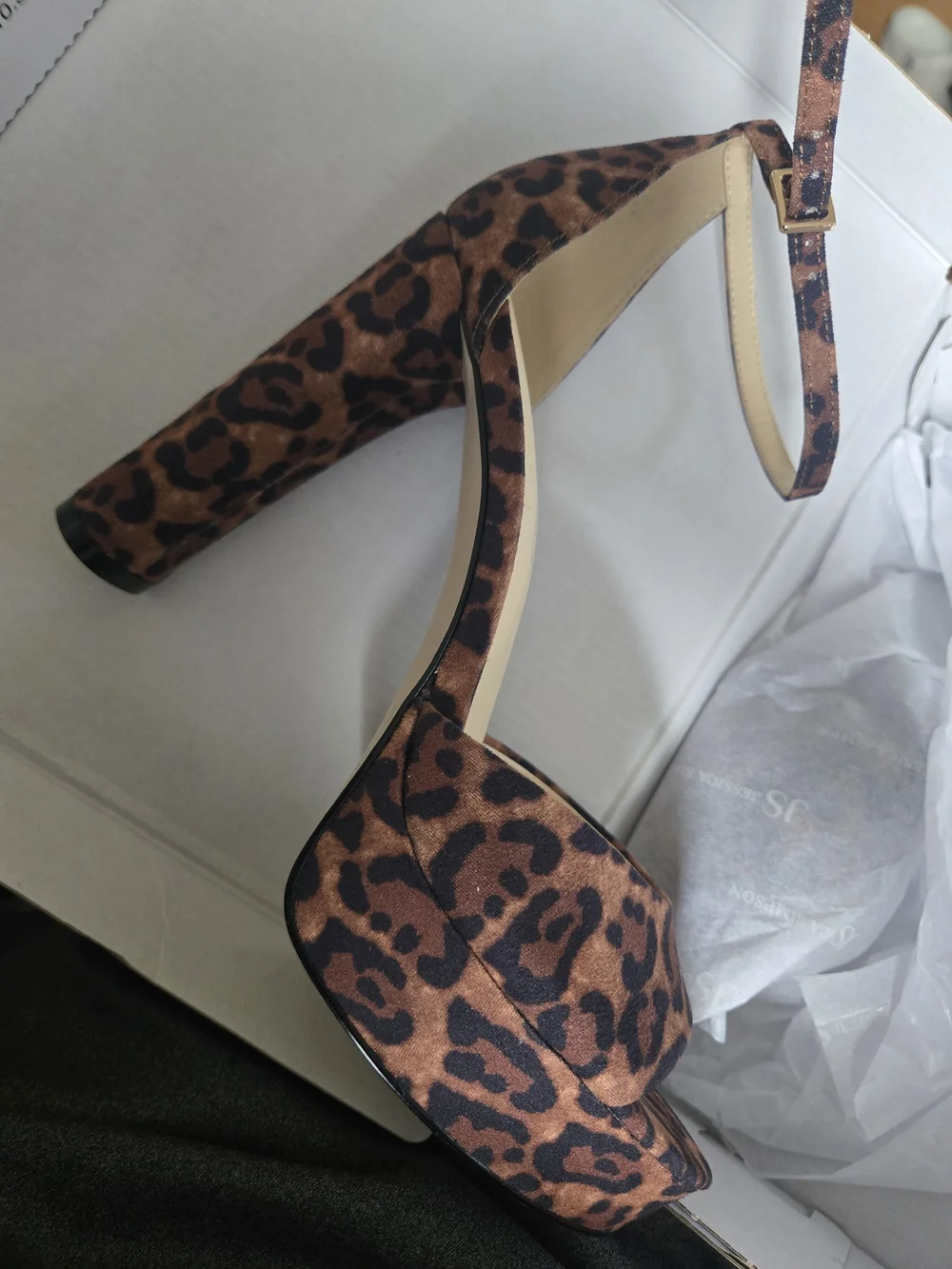 Jessica Simpson Leopard-Print Platform Ankle-Strap Heels - Brown & Black